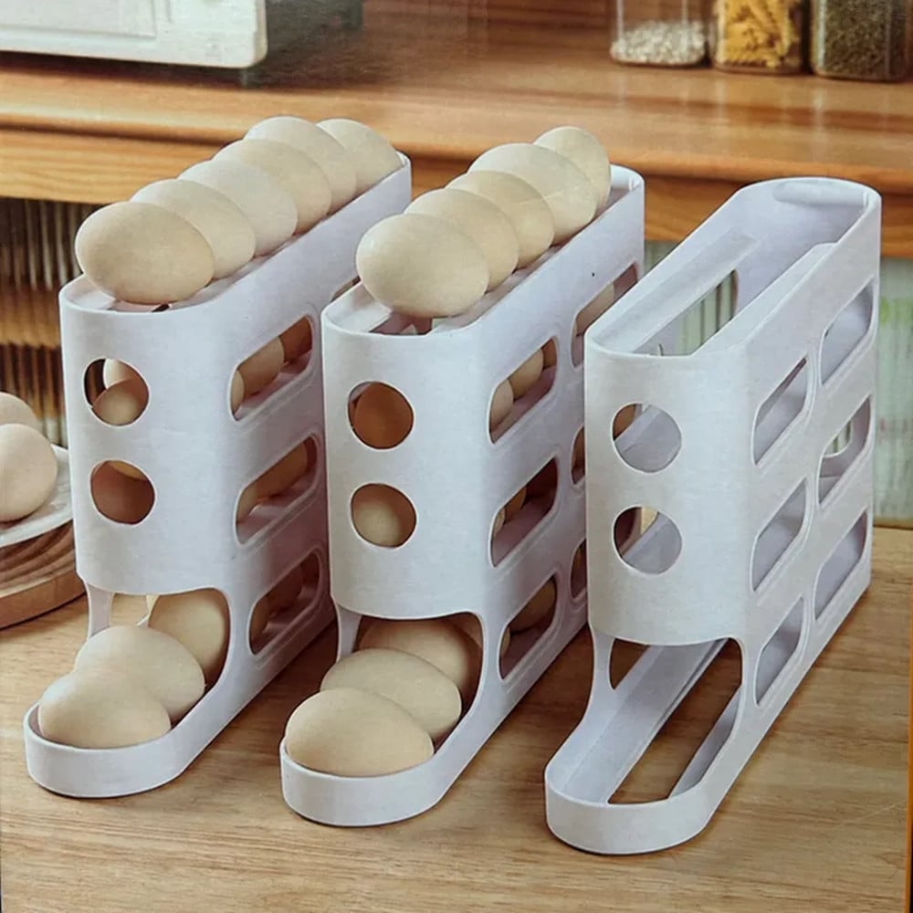 DISPENSER PORTAUOVA ORGANIZZATORE RIPIANO FRIGO CUCINA UOVO A ROTOLAMENTO