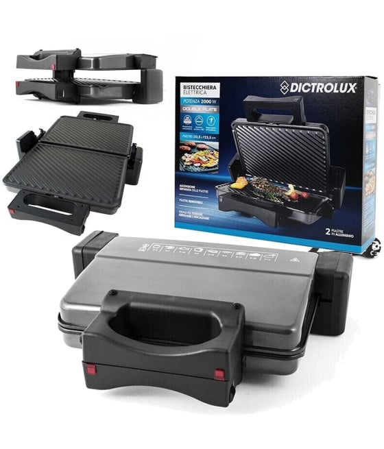 BISTECCHIERA ELETTRICA DOPPIA PIASTRA ANTIADERENTE 750W TOSTIERA OMELETTE TONDA
