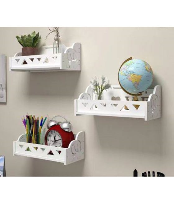 TRIS MENSOLE DA PARETE SCRITTA LOVE CON MOTIVI INTAGLIATI DECORATIVI
