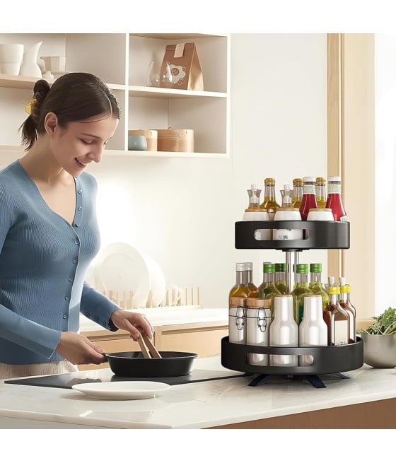 PORTASPEZIE ORGANIZER MENSOLA GIREVOLE 360° PER CUCINA BAGNO 2 LIVELLI