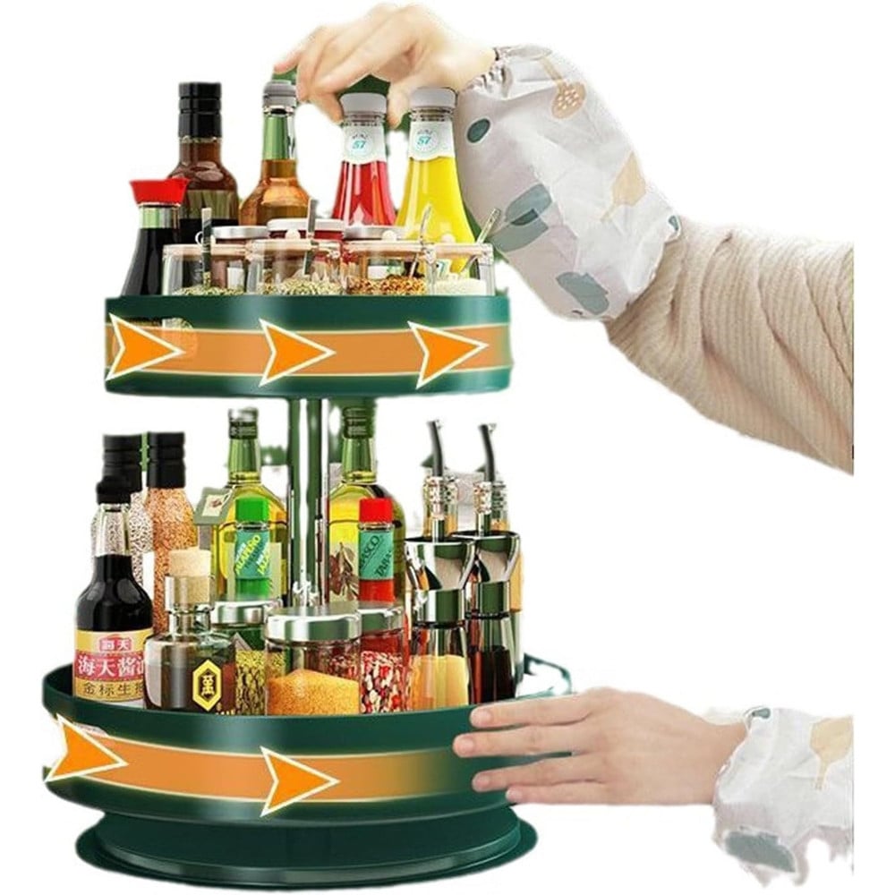 PORTASPEZIE ORGANIZER MENSOLA GIREVOLE 360° PER CUCINA BAGNO 2 LIVELLI