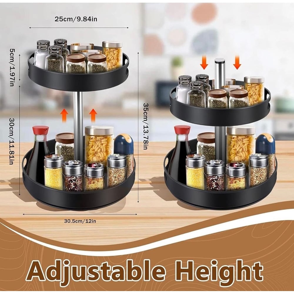PORTASPEZIE ORGANIZER MENSOLA GIREVOLE 360° PER CUCINA BAGNO 2 LIVELLI
