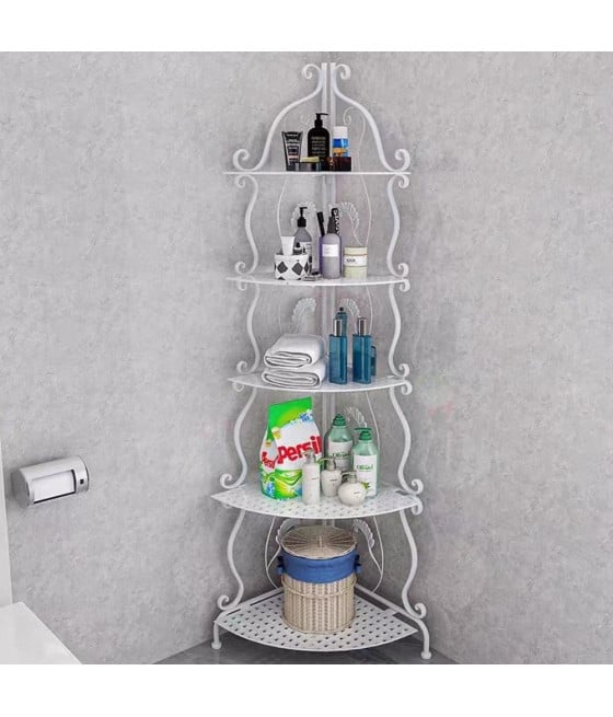 MOBILE 5 MENSOLE ANGOLO BAGNO ANGOLIERA RIPIANI PORTAOGGETTI DECORATO