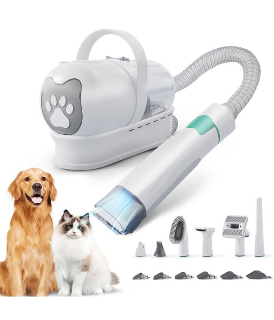 KIT TOELETTATURA CANI GATTI SPAZZOLA TOSATRICE ACCESSORI ASPIRATRICE PELO