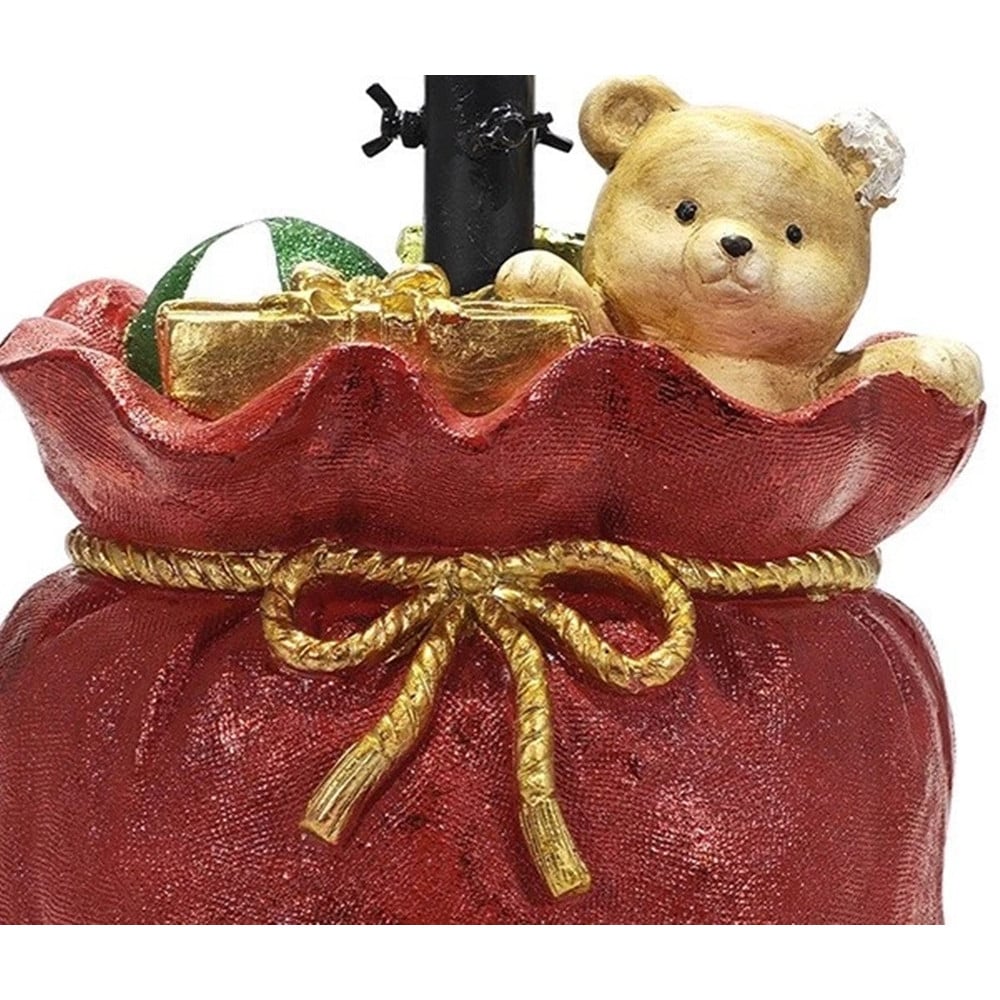 Base Per Albero Di Natale A Forma Di Cane Con Cappello Babbo Natale - Decorazione In Vetroresina