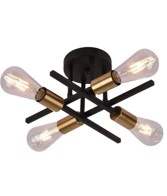 PLAFONIERA DESIGN INDUSTRIALE MODERNA 4 PORTALAMPADA ATTACCO E27 PN-16