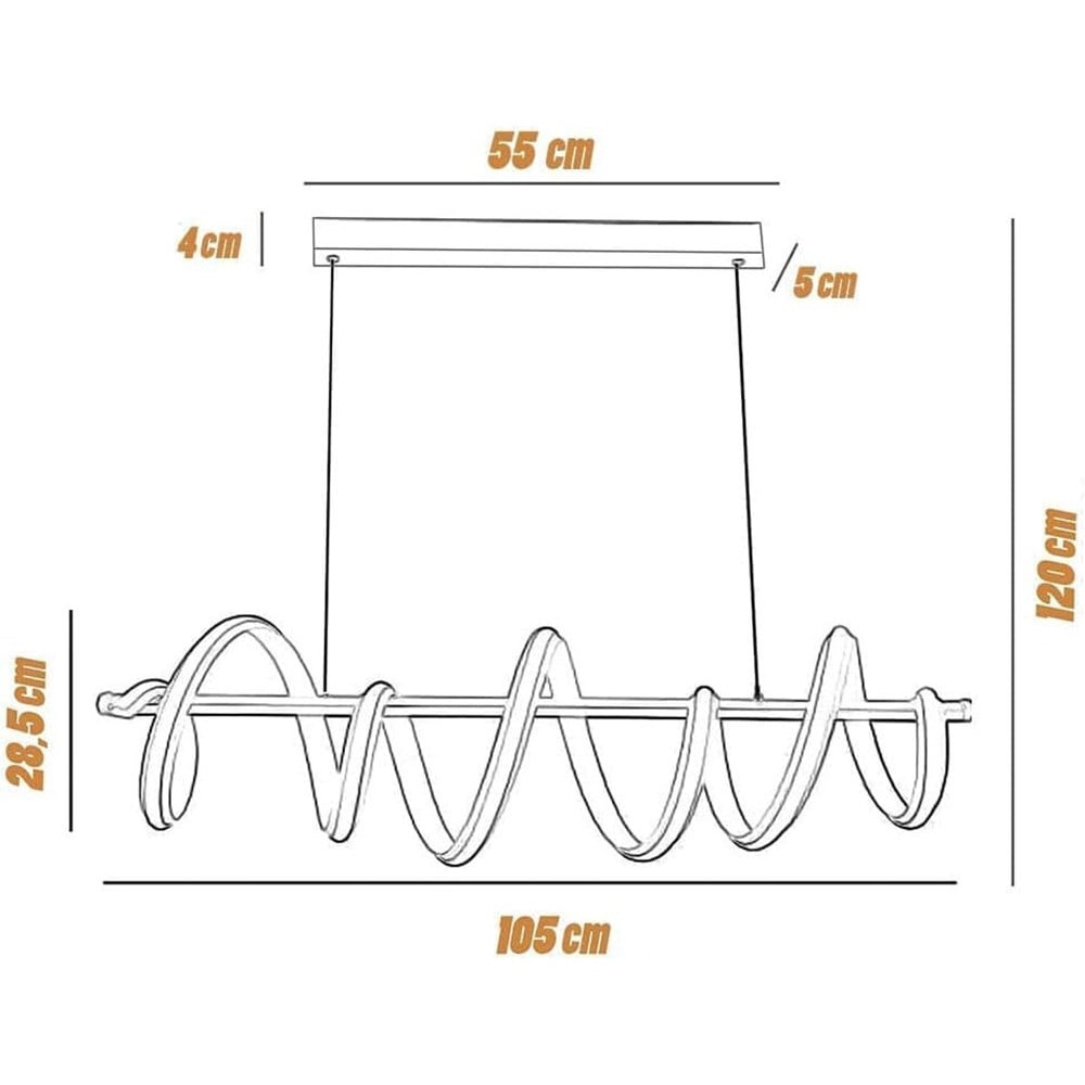 LAMPADARIO LED 60 WATT LAMPADA TWIST BIANCO STILIZZATO CCT A68-B3C