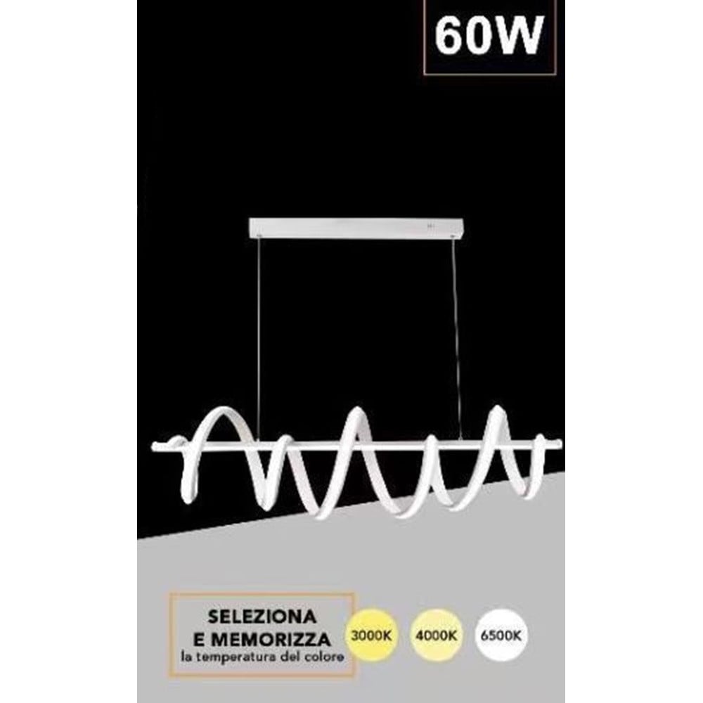 LAMPADARIO LED 60 WATT LAMPADA TWIST BIANCO STILIZZATO CCT A68-B3C