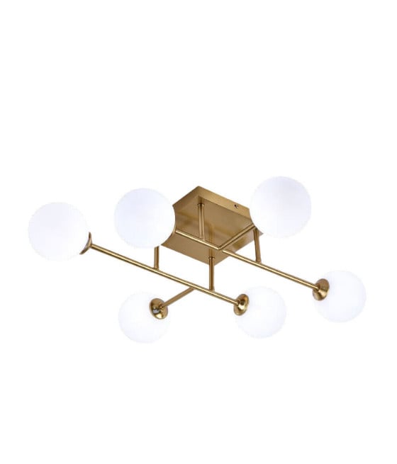 PLAFONIERA LAMPADARIO DA SOFFITTO BRONZO MINIMAL METALLO 6 SFERE G9 C77