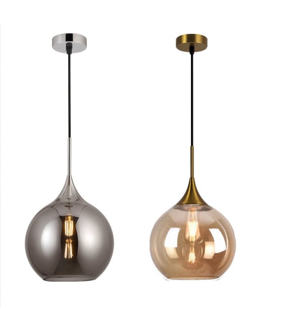LAMPADARIO A SOSPENSIONE DECORATIVA METALLO CON SFERA IN VETRO E27 A72