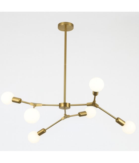 LAMPADARIO A SOSPENSIONE BRONZO GEOMETRICO 6 BRACCI ATTACCO E27 A45-6