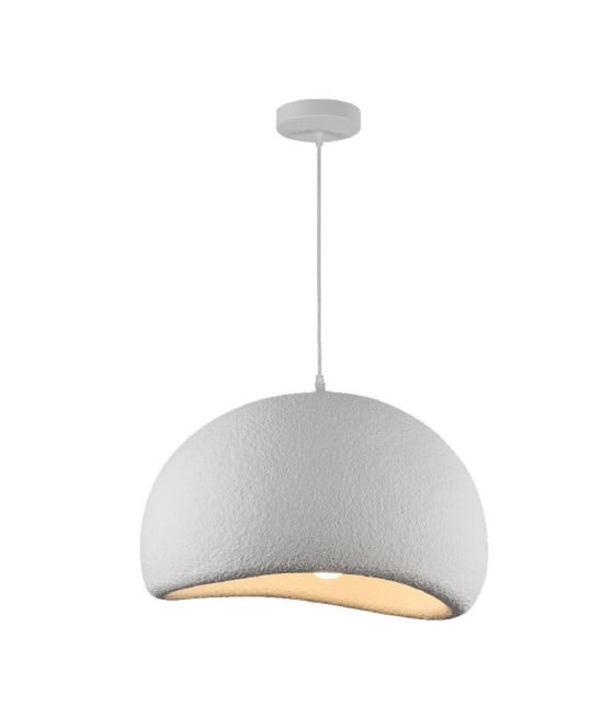 LAMPADARIO A SOSPENSIONE EFFETTO PIETRA BIANCO Ø40/50/60CM E27 B16-B