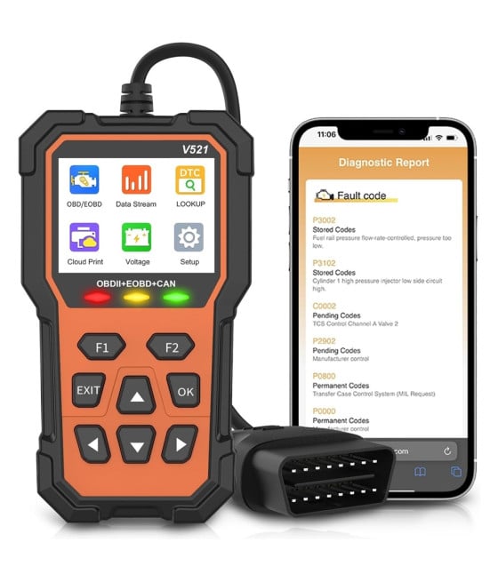 OBD2 DIAGNOSI AUTO LETTORE CANCELLAZIONE CODICI ERRORE SPIA MOTORE V521