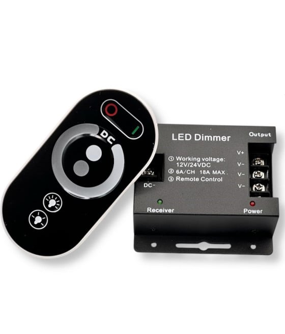 CONTROLLER DIMMER STRISCE LED DC12V-24V TELECOMANDO 3 CANALI 6A AP-01