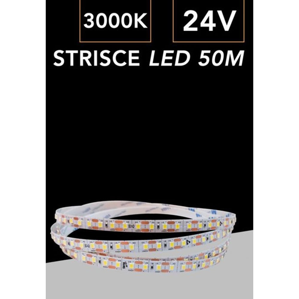 STRISCIA LED FLESSIBILE DC 24V 2835 MONOCOLORE BOBINA 50MT 2835-50M-24V