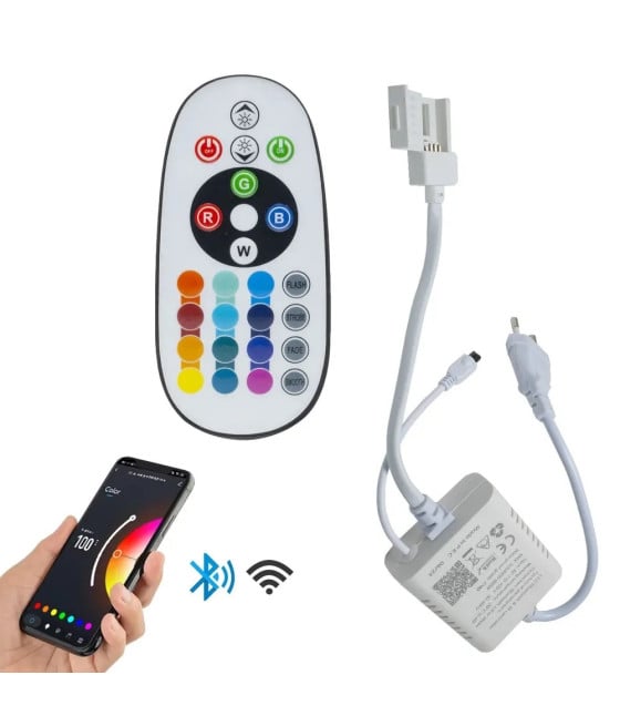 CONTROLLER TRASFORMATORE STRISCE LED RGB 220V BLUETOOTH + TELECOMANDO
