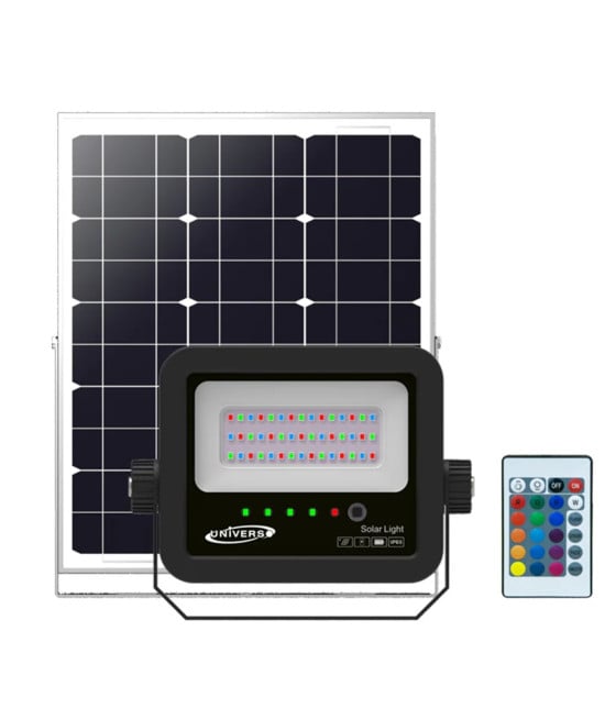 FARO LED PROIETTORE PANNELLO SOLARE 40W RGB TELECOMANDO IP65 SL-RGB-40W