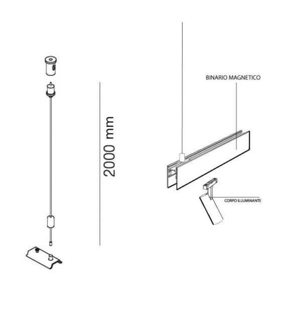 2PZ FILI SOSPENSIONE SISTEMA DI BINARIO MAGNETICO FUORI PARETE GF-SM