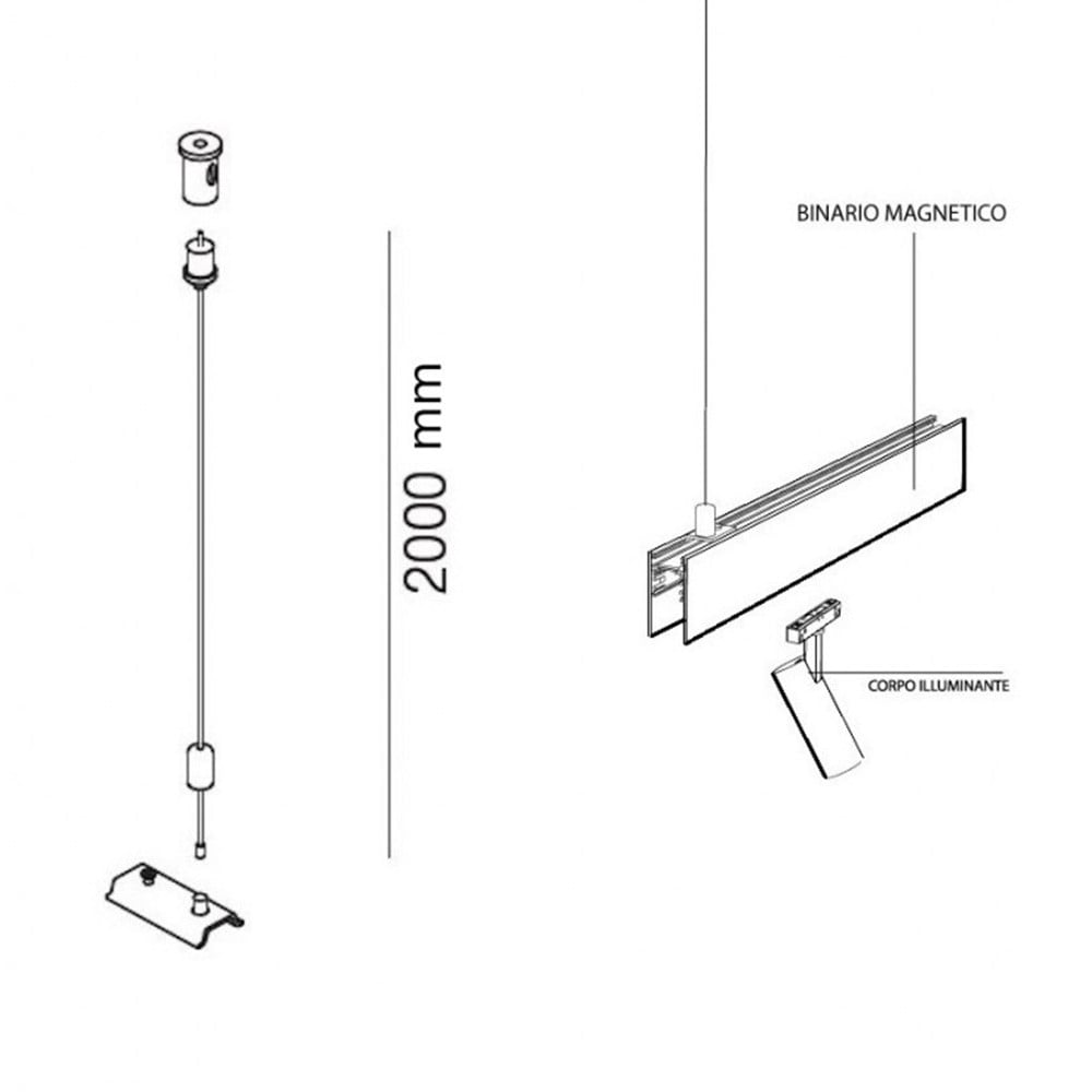 2PZ FILI SOSPENSIONE SISTEMA DI BINARIO MAGNETICO FUORI PARETE GF-SM