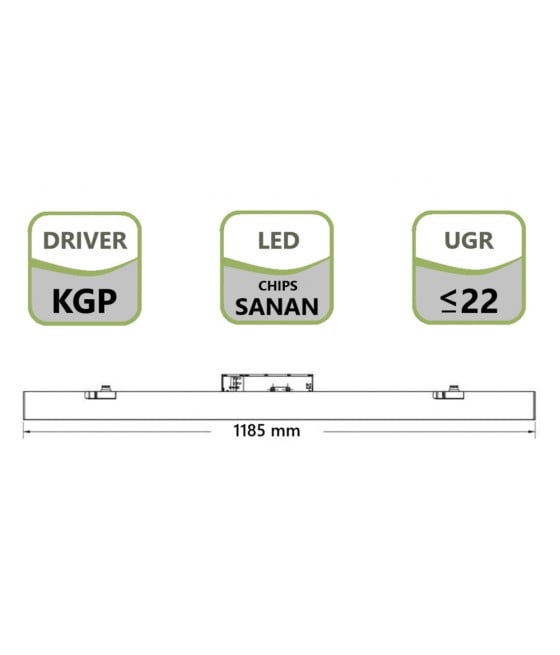 PLAFONIERA BARRA LINEARE LED PER BINARIO TRIFASE 40W CCT DL36120-3C