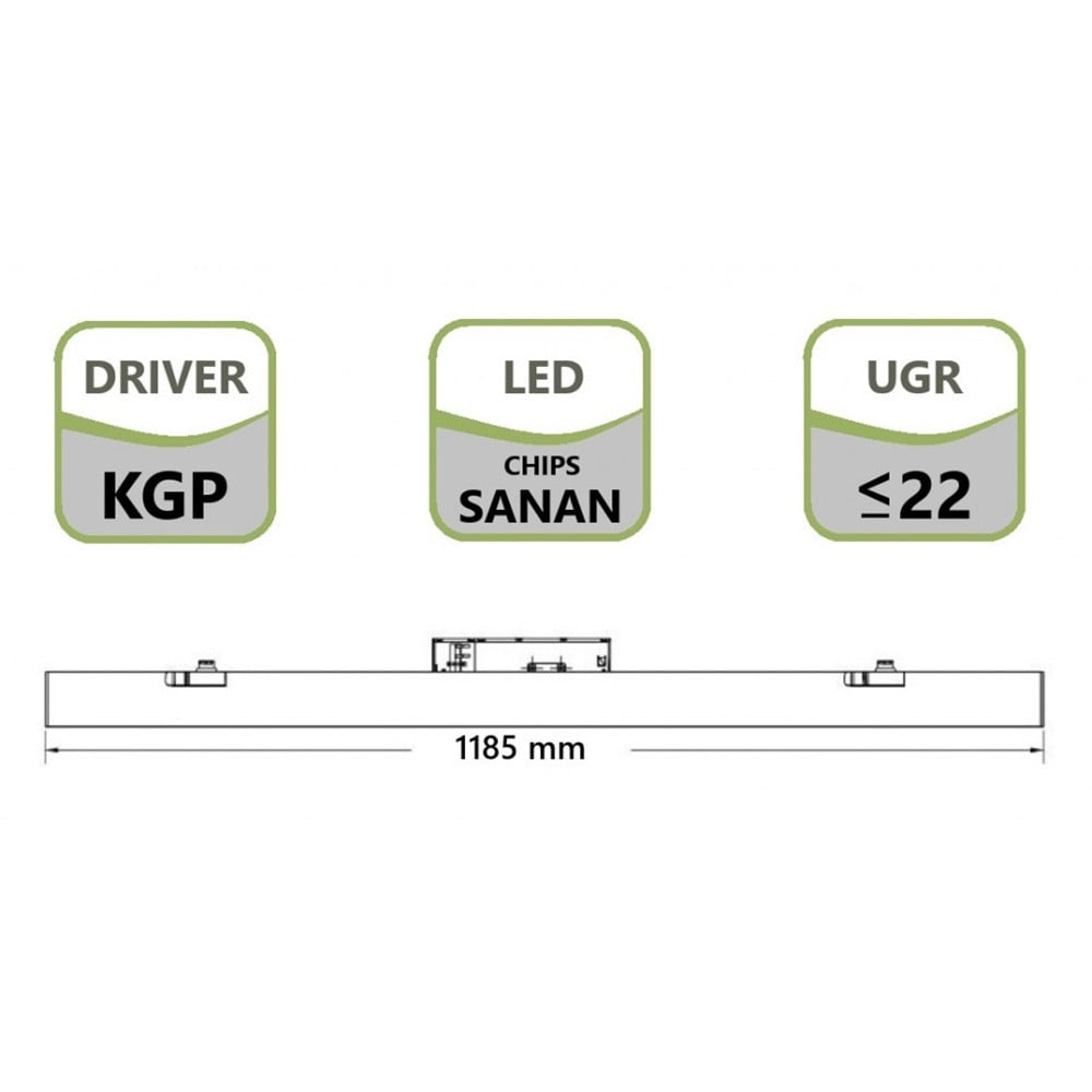 PLAFONIERA BARRA LINEARE LED PER BINARIO TRIFASE 40W CCT DL36120-3C