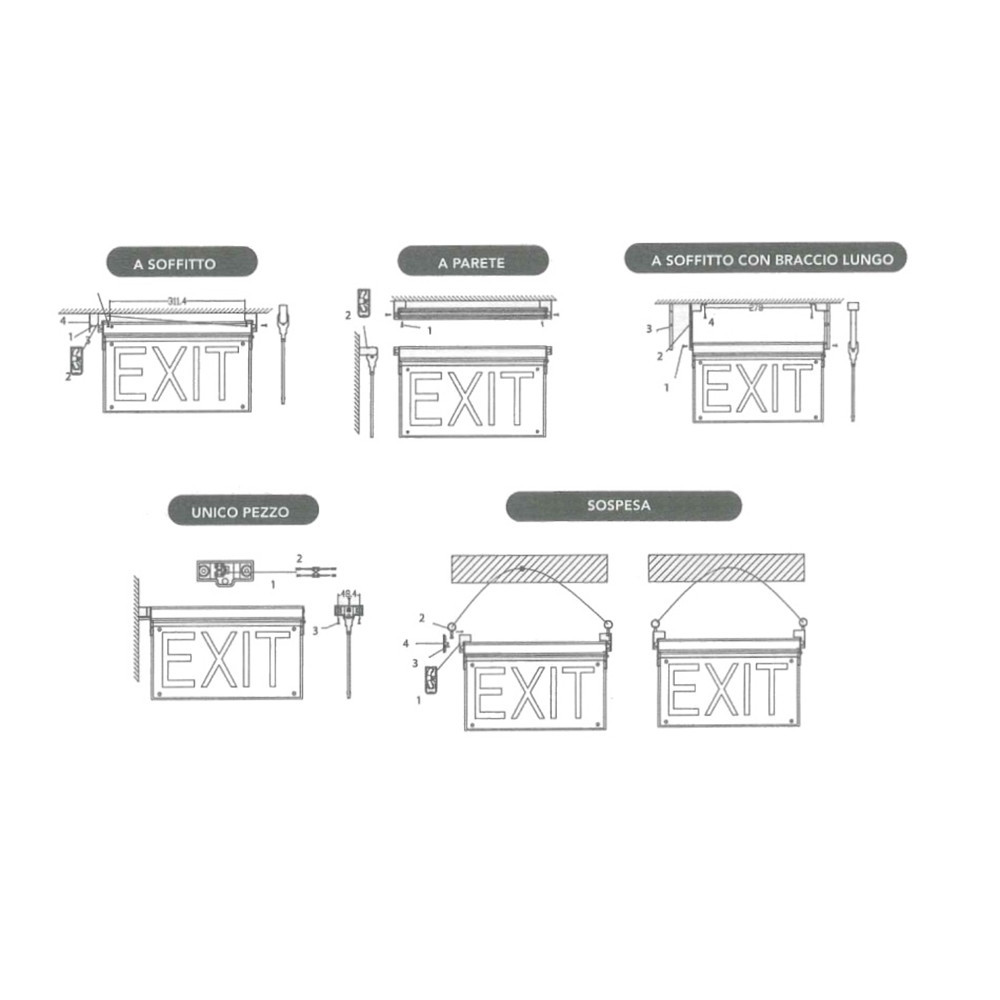 LAMPADA LED D'EMERGENZA ANTI BLACKOUT SCRITTA EXIT LUCE 6500K LT-45338