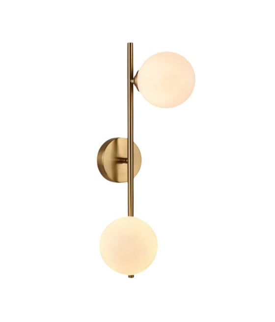 APPLIQUE DA PARETE IN METALLO BRONZO MINIMAL G9 2 SFERE OPACHE AQ41