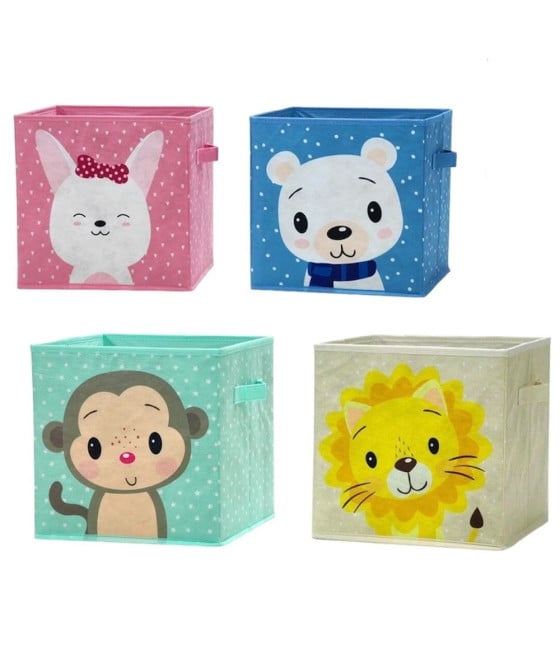 SCATOLA SALVASPAZIO CESTA ORGANIZER CAMERETTA BAMBINI ANIMALI 30X30CM