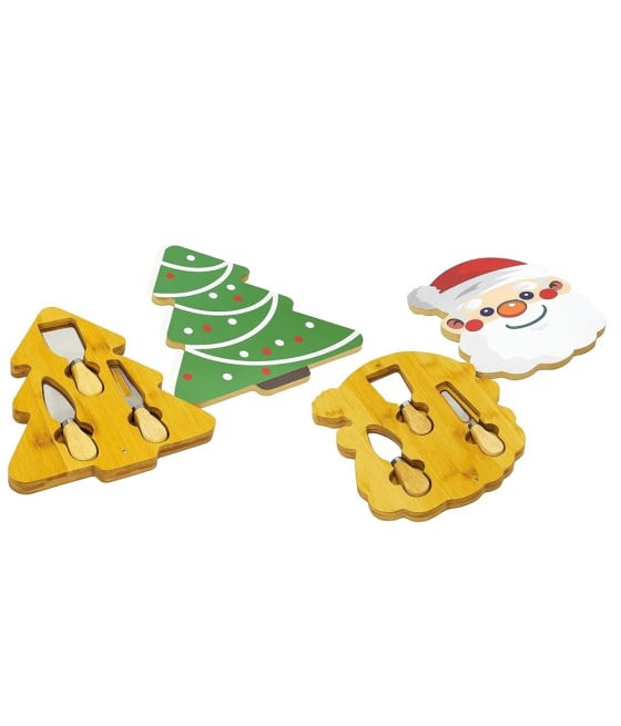 TAGLIERE NATALIZIO CON ACCESSORI COLTELLI FORMAGGI BABBO NATALE ALBERO