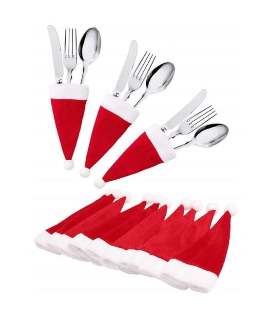 10 PORTAPOSATE FORMA CAPPELLO NATALE DECORAZIONE CUCINA TAVOLO BOTTIGLIA