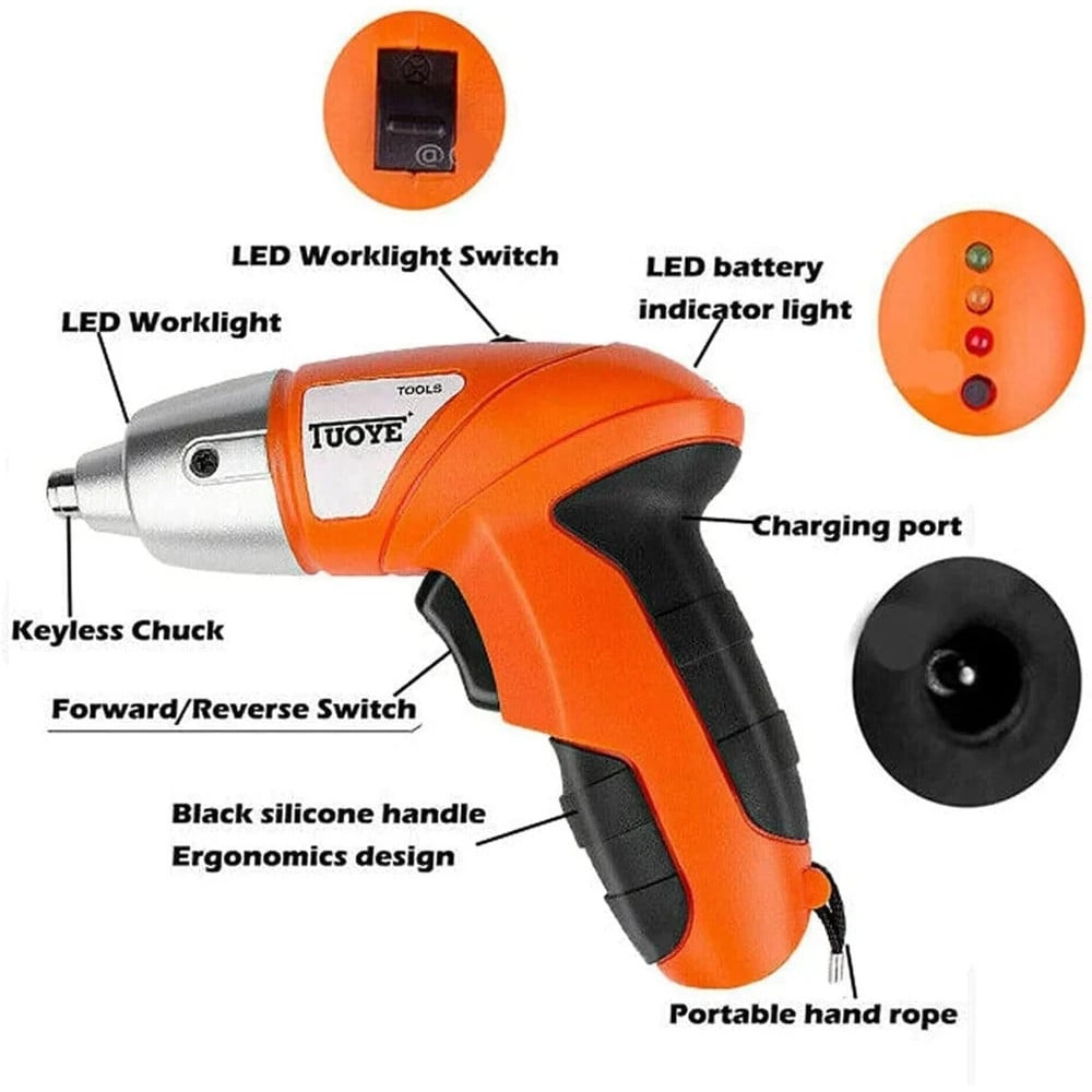 AVVITATORE CACCIAVITE ELETTRICO A BATTERIA TRAPANO 38 PUNTE TORCIA LED