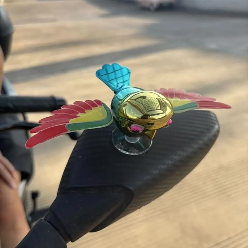 DECORAZIONE UCCELLO VOLANTE AUTO MOTO BICI CON ALI ROTANTI ADESIVA