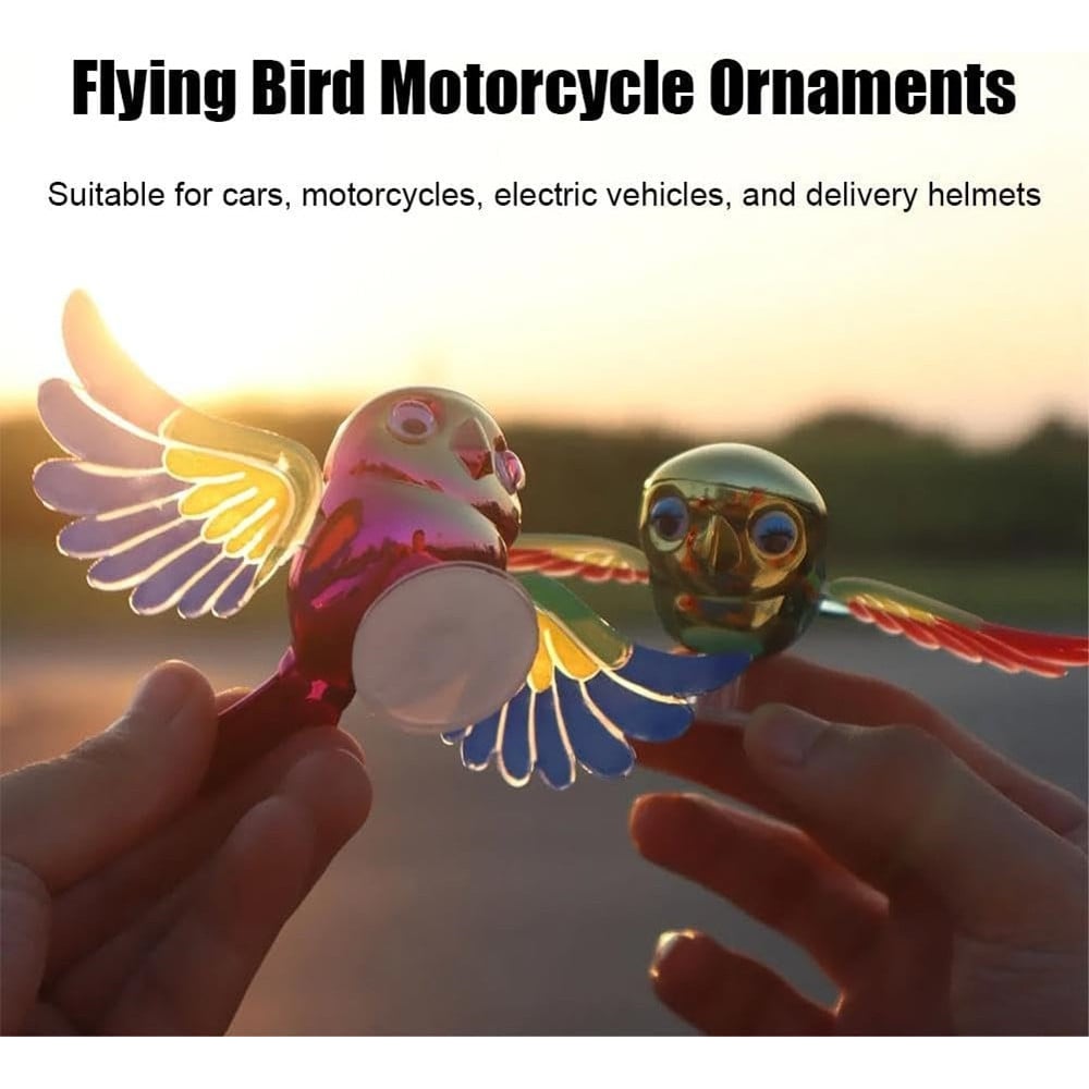 DECORAZIONE UCCELLO VOLANTE AUTO MOTO BICI CON ALI ROTANTI ADESIVA