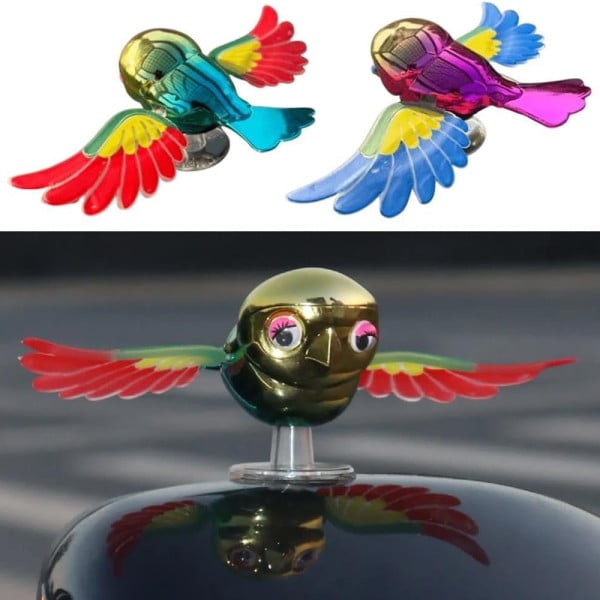 DECORAZIONE UCCELLO VOLANTE AUTO MOTO BICI CON ALI ROTANTI ADESIVA