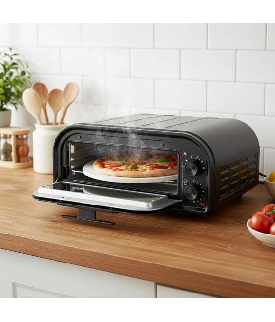 FORNO PIZZA PIETRA REFRATTARIA 1600W COTTURA RAPIDA DOPPIO RISCALDANTE