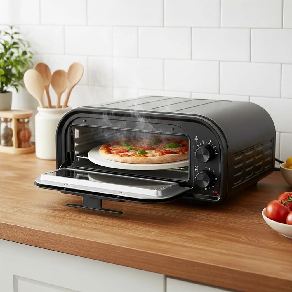 FORNO PIZZA PIETRA REFRATTARIA 1600W COTTURA RAPIDA DOPPIO RISCALDANTE
