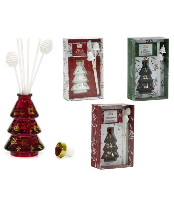 DIFFUSORE FRAGRANZA AMBIENTE FORMA ALBERO NATALIZIO 80ML 6 BASTONCINI