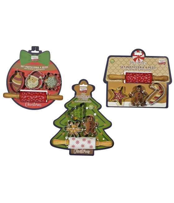 4PZ PASTICCERIA CON FORMINE NATALIZIE PER DOLCI MATTERELLO SILICONE