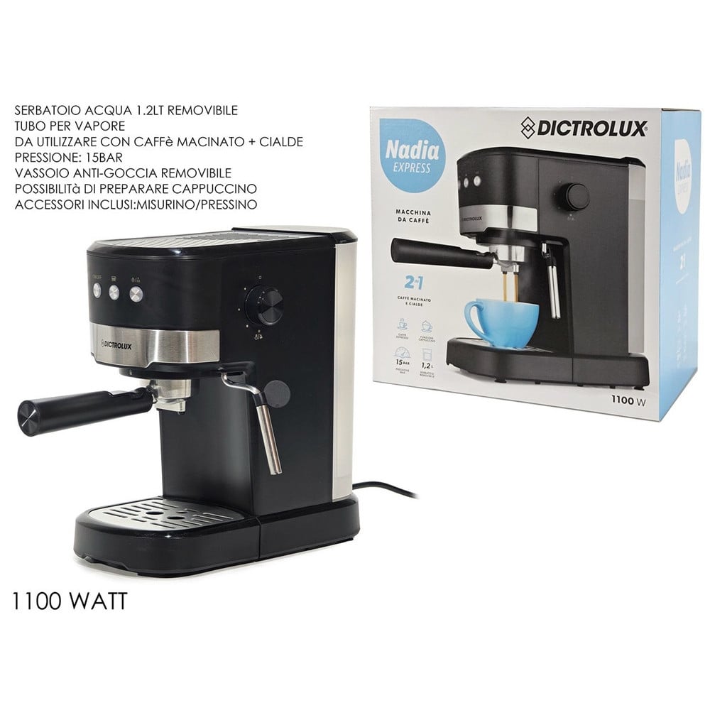 MACCHINA CAFFÈ MACINATO CIALDE ESPRESSO 2IN1 1100W SERBATOIO 1,2LT