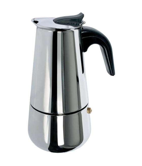 CAFFETTIERA IN ACCIAIO LUCIDO MANICO BACHELITE 4 TAZZE FONDO INDUZIONE