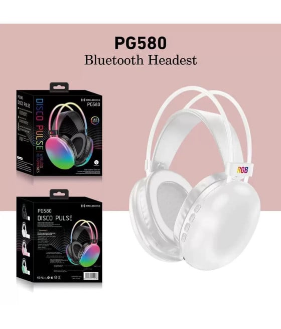CUFFIE WIRELESS RICARICABILE BLUETOOTH LUCI RGB LED MUSICA SMARTPHONE