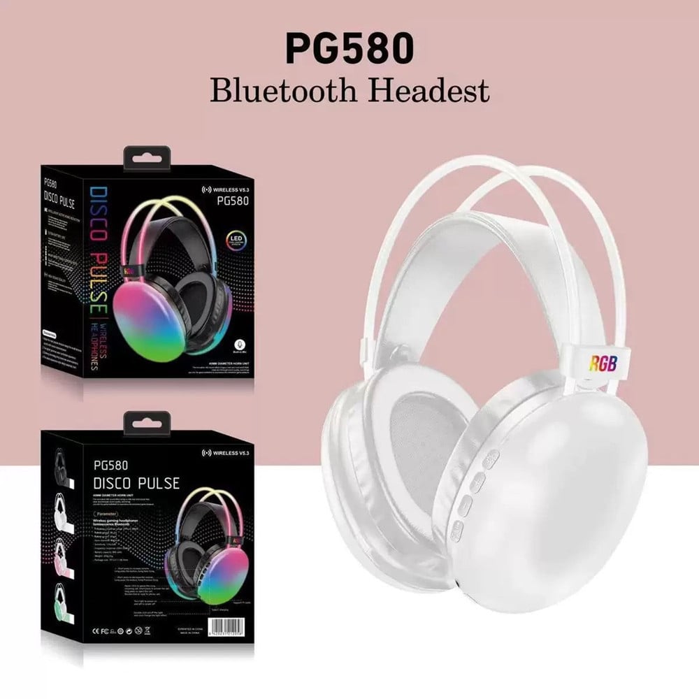 CUFFIE WIRELESS RICARICABILE BLUETOOTH LUCI RGB LED MUSICA SMARTPHONE