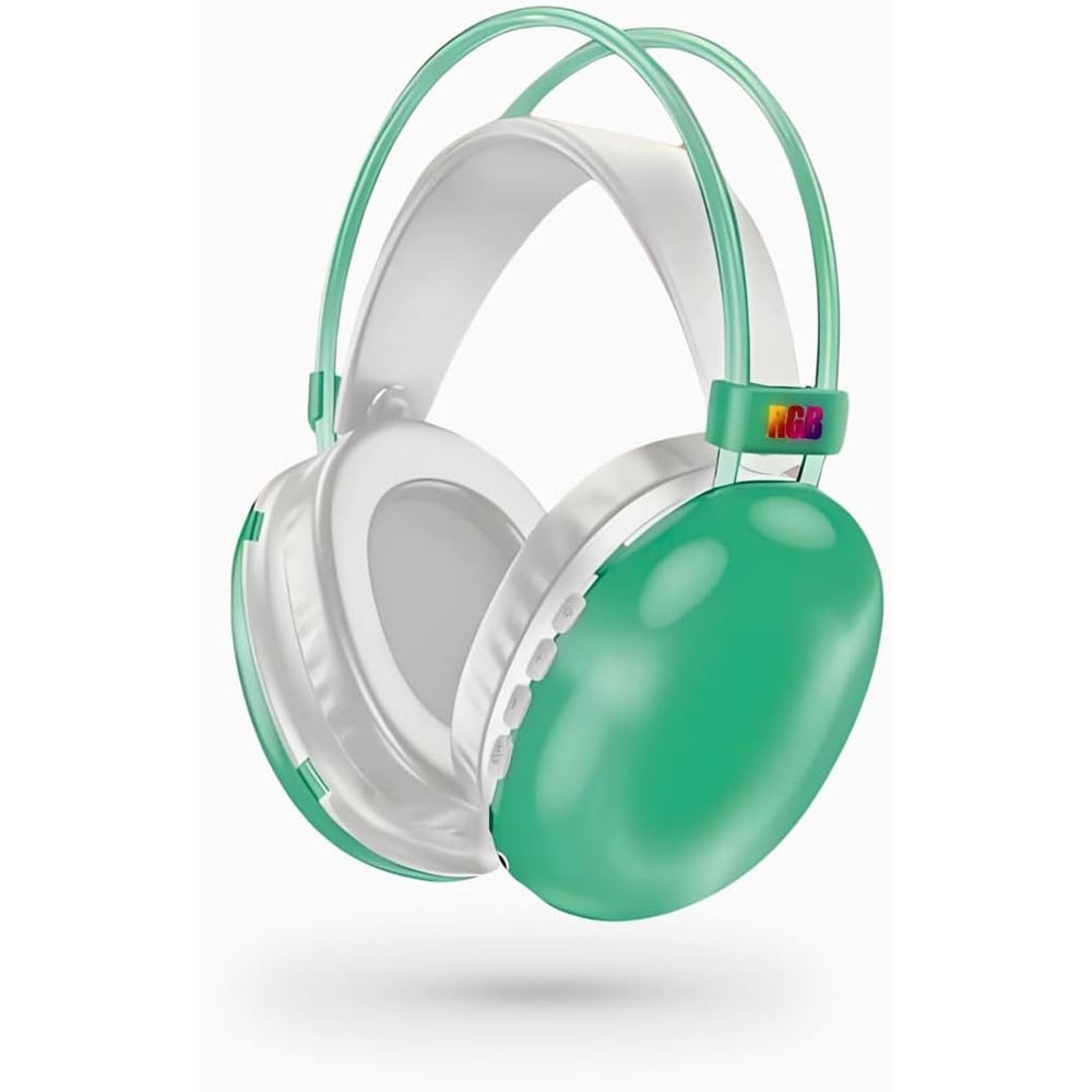 CUFFIE WIRELESS RICARICABILE BLUETOOTH LUCI RGB LED MUSICA SMARTPHONE