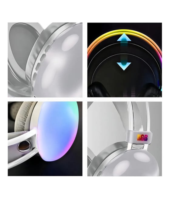 CUFFIE WIRELESS RICARICABILE BLUETOOTH LUCI RGB LED MUSICA SMARTPHONE