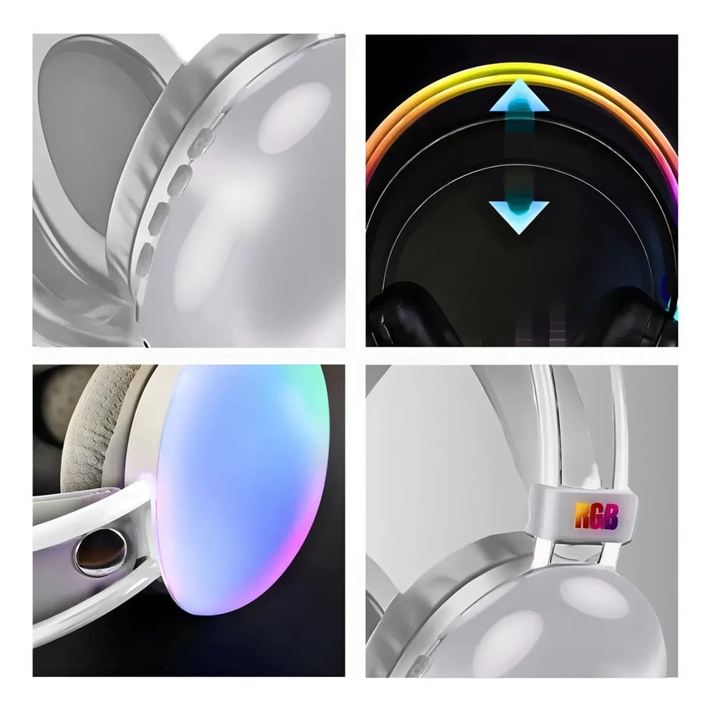 CUFFIE WIRELESS RICARICABILE BLUETOOTH LUCI RGB LED MUSICA SMARTPHONE