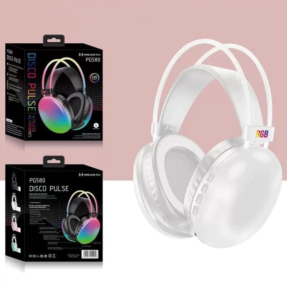 CUFFIE WIRELESS RICARICABILE BLUETOOTH LUCI RGB LED MUSICA SMARTPHONE