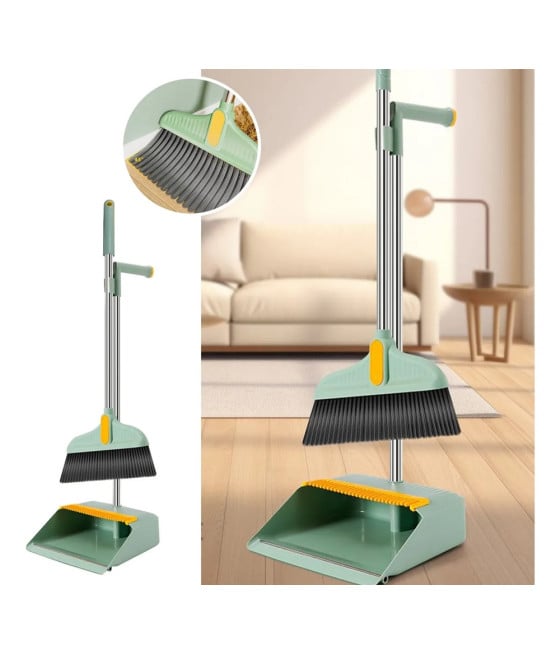 SET COMBINATO SCOPA + PALETTA DENTI 2 IN 1 MANICI ACCIAIO PULIZIA CASA