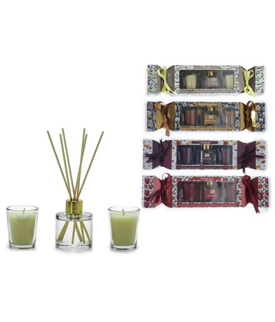 SET FRAGRANZA AMBIENTE DIFFUSORE CON 6 BASTONCINI 2 CANDELE PROFUMATE