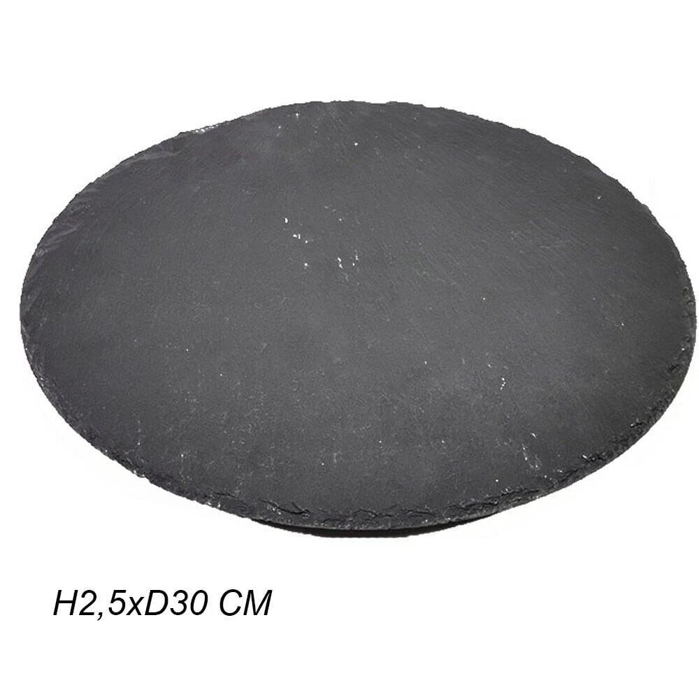 VASSOIO TONDO IN ARDESIA GIREVOLE TAGLIERE NERO Ø30CM PIETRA NATURALE