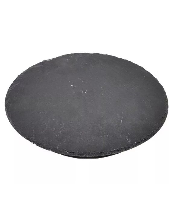 VASSOIO TONDO IN ARDESIA GIREVOLE TAGLIERE NERO Ø30CM PIETRA NATURALE